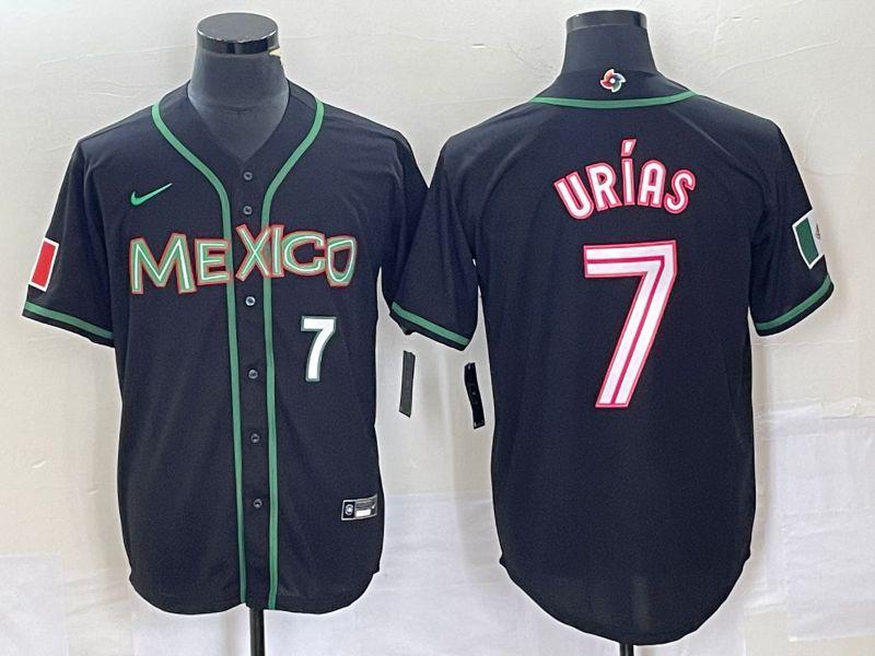 Men 2023 World Cub Mexico #7 Urias Black white Nike MLB Jersey38->more jerseys->MLB Jersey